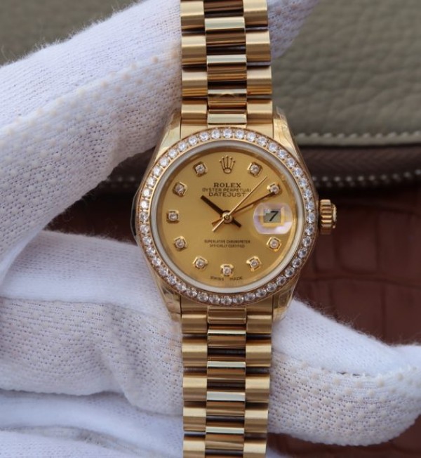 Rolex DateJust 31mm Diamonds Bezel/Markers RG Case RG Gold Dial A2235