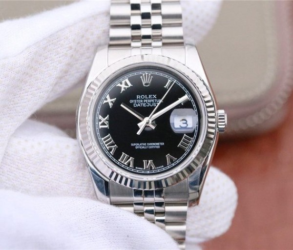 Rolex DateJust 36mm SS 116234 ARF Black Dial Roman Markers 904L SS Bracelet SA3135