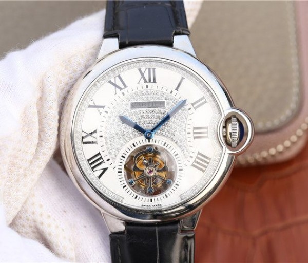 Cartier Ballon Bleu de Cartier Tourbillon SS Leather Strap