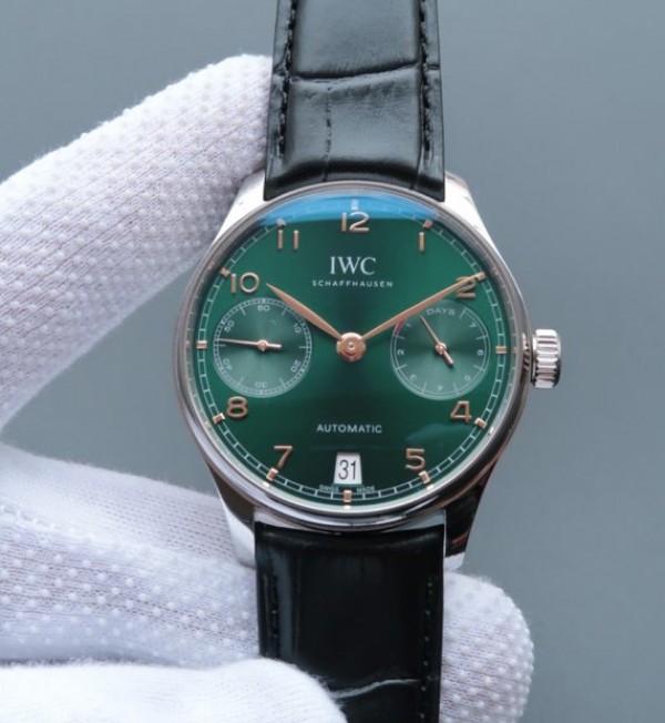 IWC ZF Portuguese IW500708 Green Dial Rose Gold Markers A52010 V5