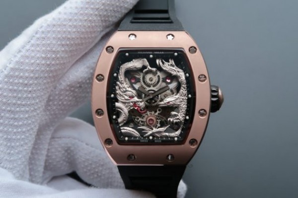 Richard Mille RM057 Dragon Phoenix RG Case SS Dragon Dial Black Rubber Strap