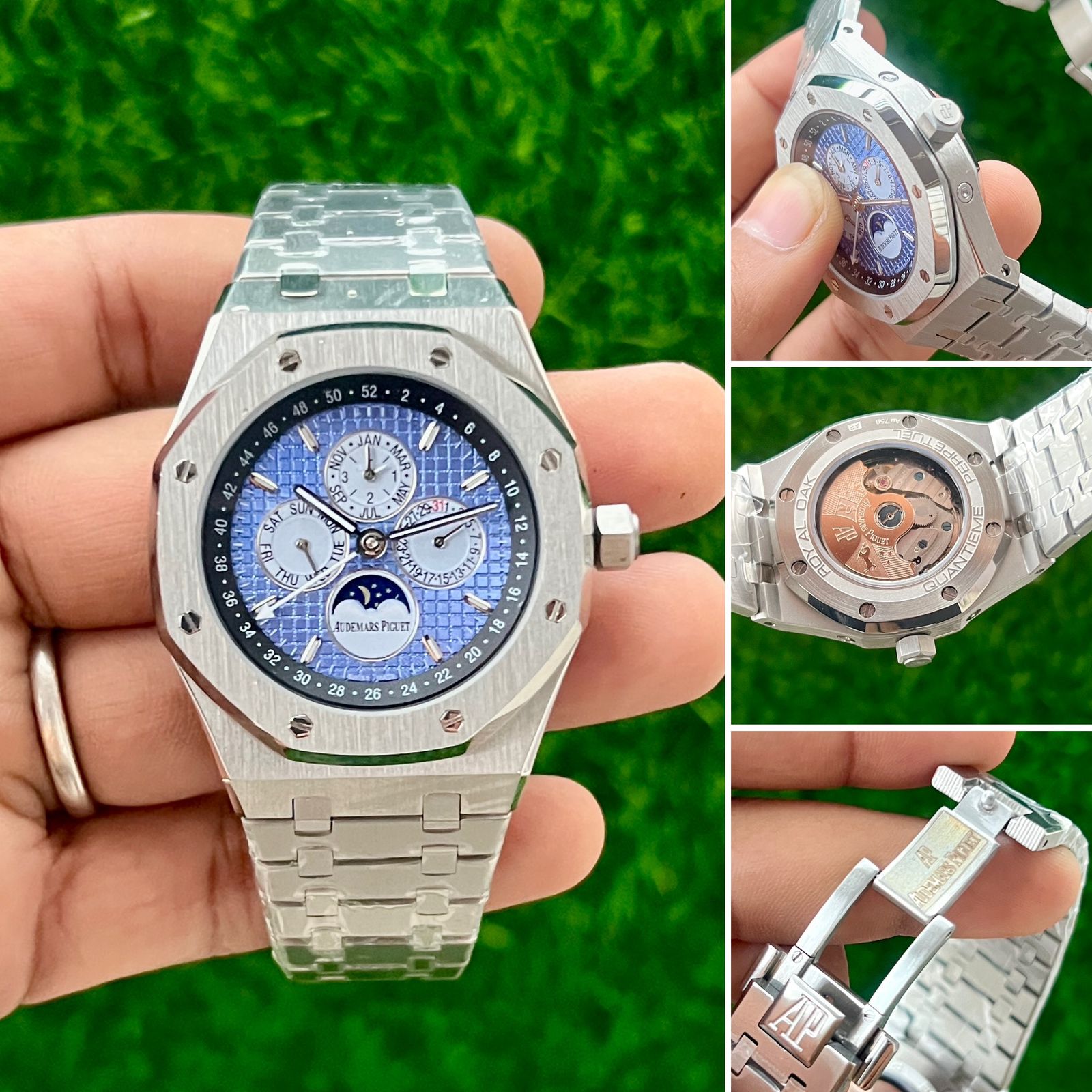 Audemars Piguet Perpetual Calendar Silver Blue  Watch - gallery