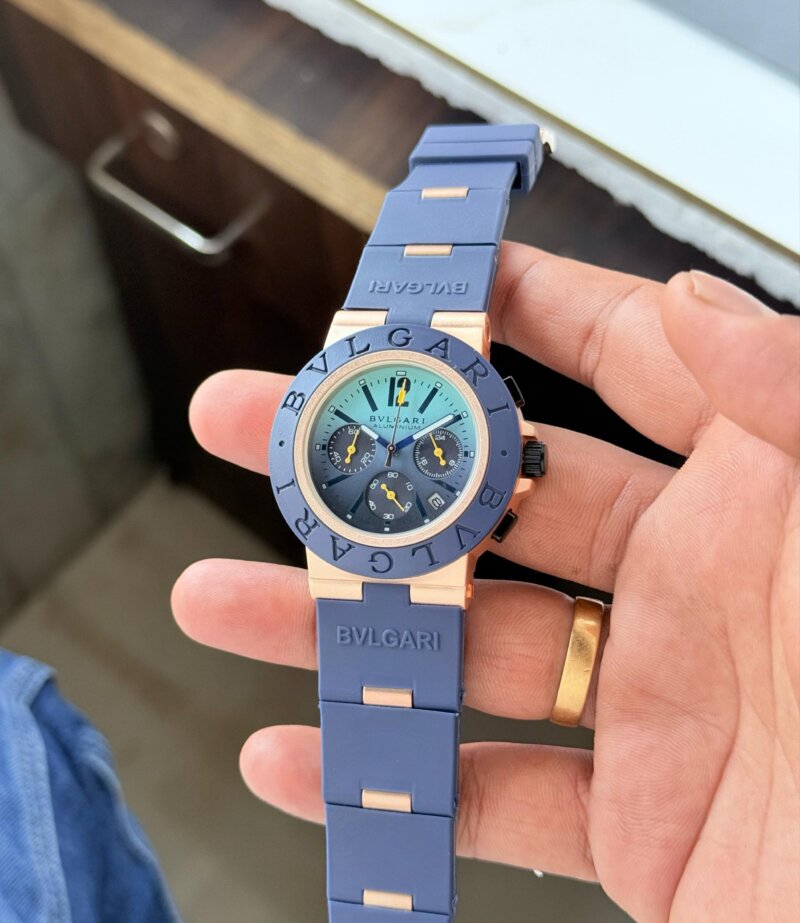 Bvlgari Aluminium Chronograph in Blue - gallery