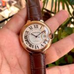 Cartier Ballon Bleu Gents Rosegold Brown Leather - gallery
