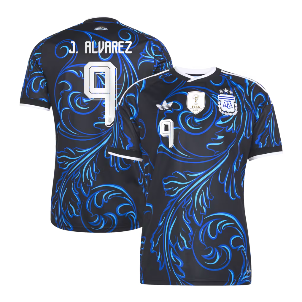 Argentina adidas Away Shirt 2026 with J. Alvarez  9 printing