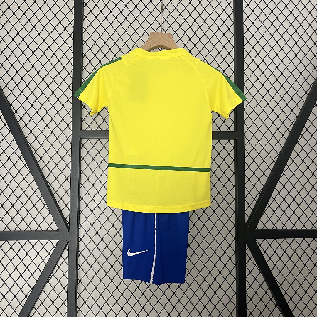 2002 Brazil World Cup Home Retro Kids Kit Jersey+Shorts - view 3