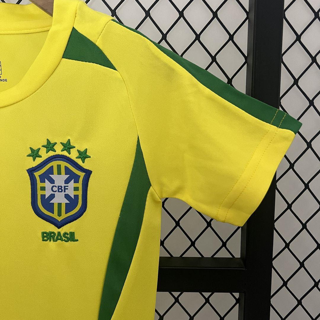 2002 Brazil World Cup Home Retro Kids Kit Jersey+Shorts - view 10