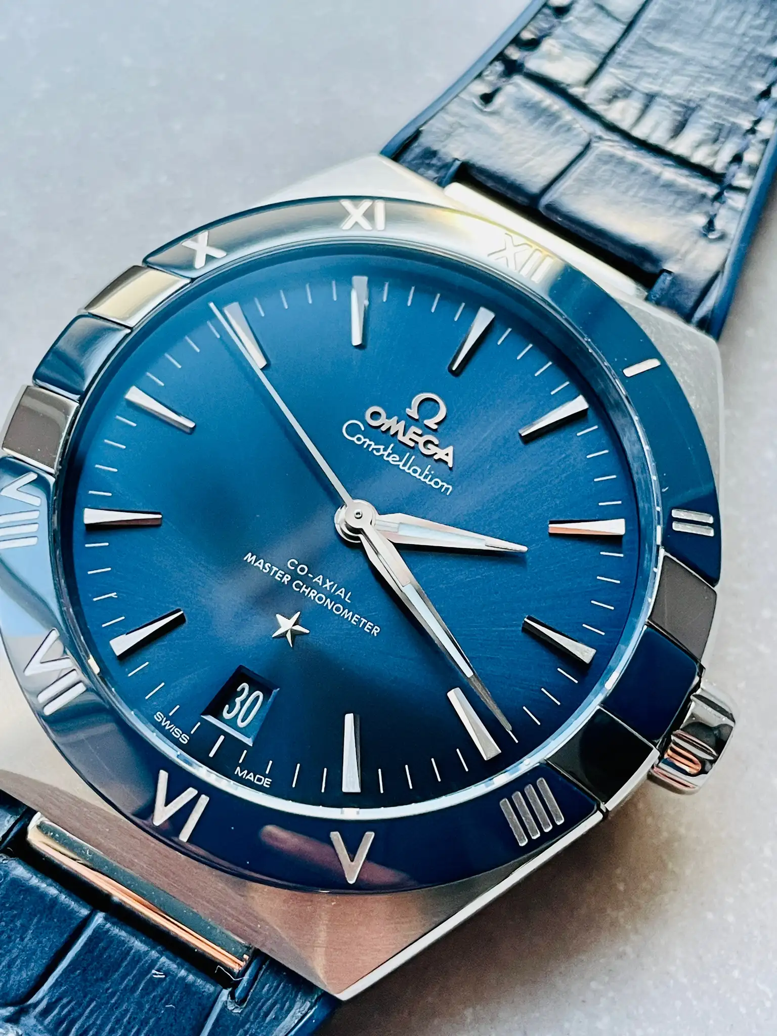 Omega Constellation Men Automatic Blue Leather Watch O13133412103001 - gallery