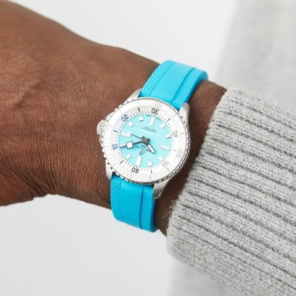 Breitling Superocean Unisex Automatic Turquoise Rubber Watch A17377211C1S1 - gallery