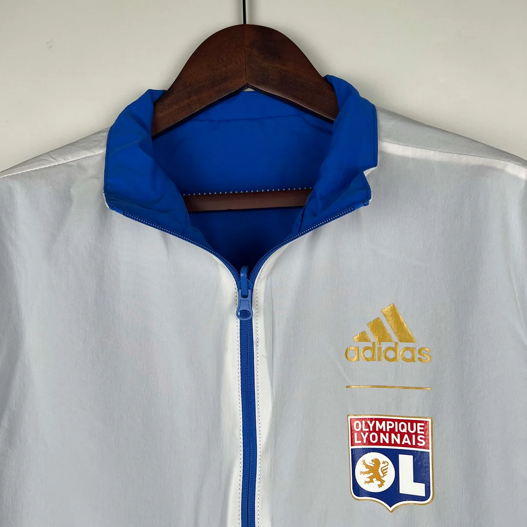 2023/2024 Lyon Reversible Windbreaker（Blue-white）Soccer Jersey 1:1 Thai Quality - view 3