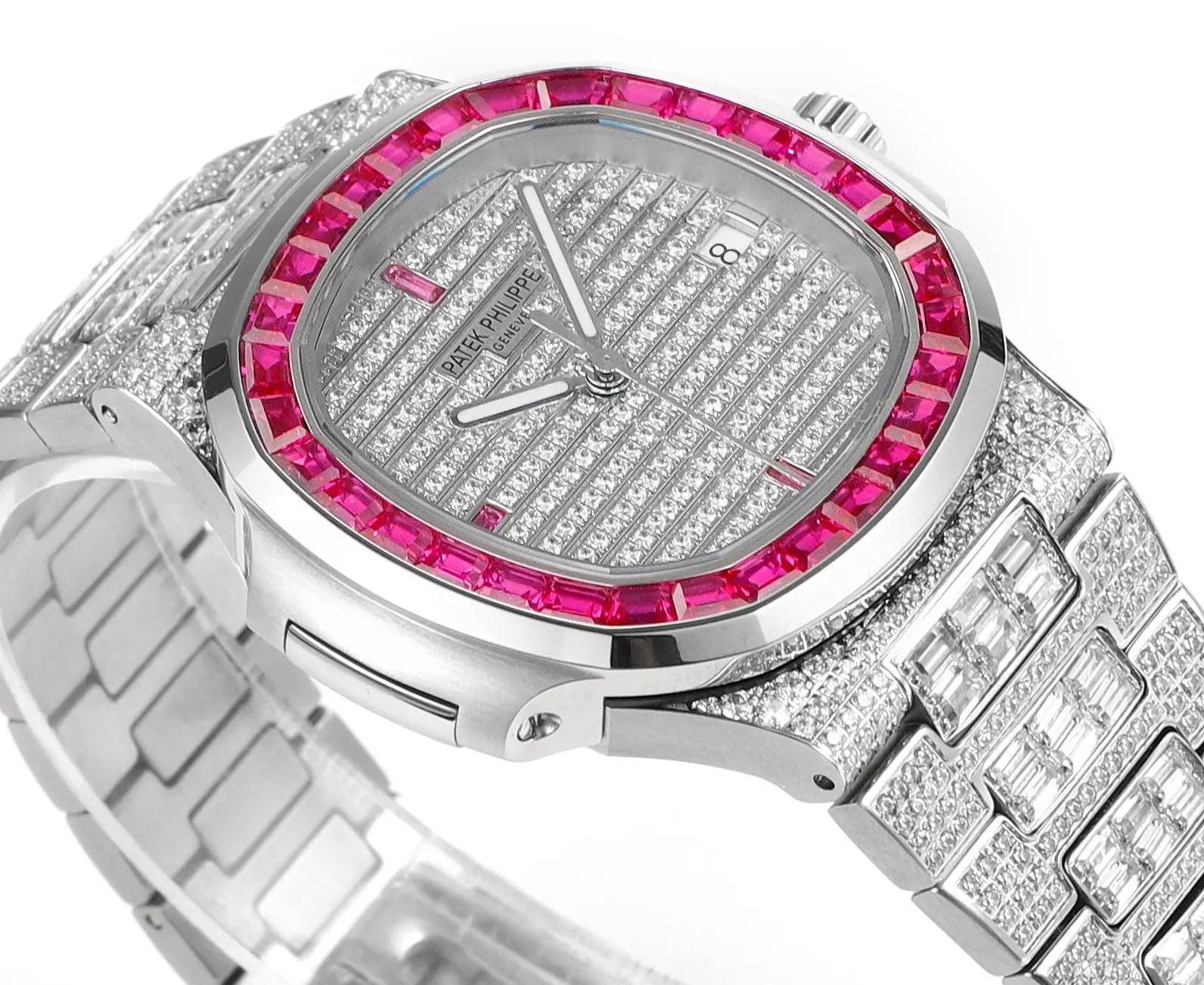 Patek Philippe White Gold Ruby Nautilus Watch - gallery