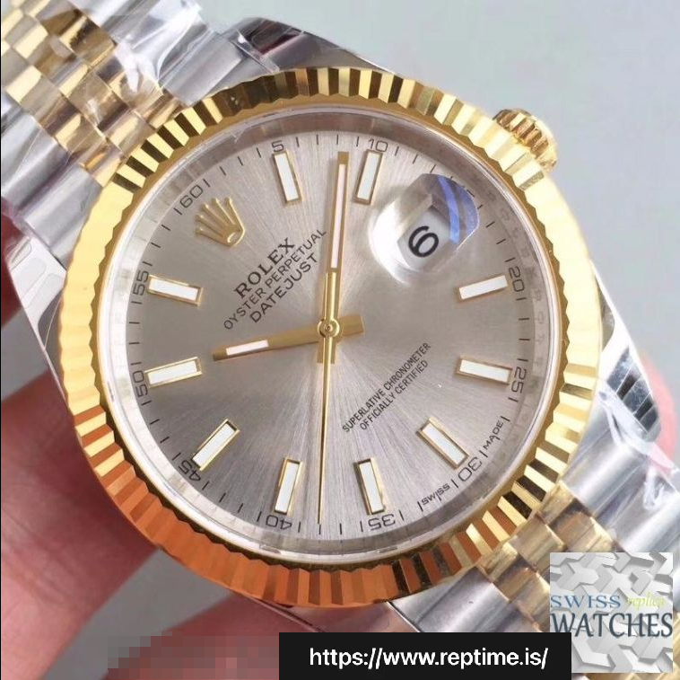 ROLEX DATEJUST SILVER DIAL SAPPHIRE CRYSTAL 41MM SWISS REPLICA m126333.0004 - gallery