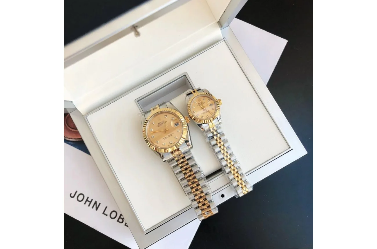 Couple Watches Rolex Datejust 36/28mm RG/SS Jub Gold/Dial - gallery