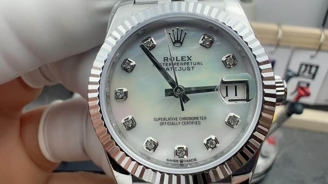 Rolex Lady-Datejust Super Clone 31mm Mother of Pearl White Dial 178274 - gallery