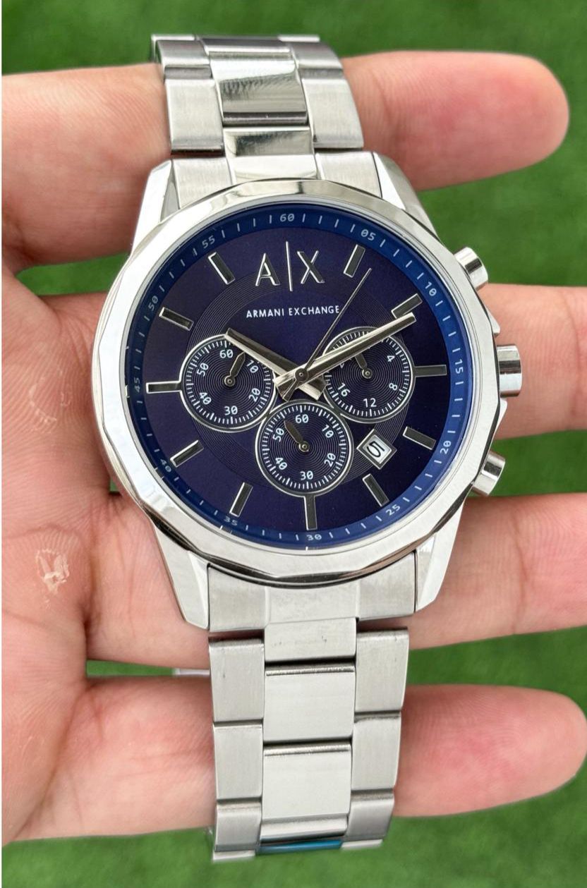 Armani Exchange Chronograph Silver Blue Dial 12-Hour - gallery