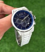 Armani Exchange Chronograph Silver Blue Dial 12-Hour - gallery