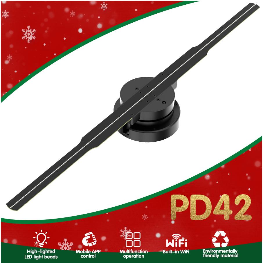 42CM Wifi 3D Hologram Projector Fan Remote Wifi Control 3d led projector Display Player Holographic Advertising Projector