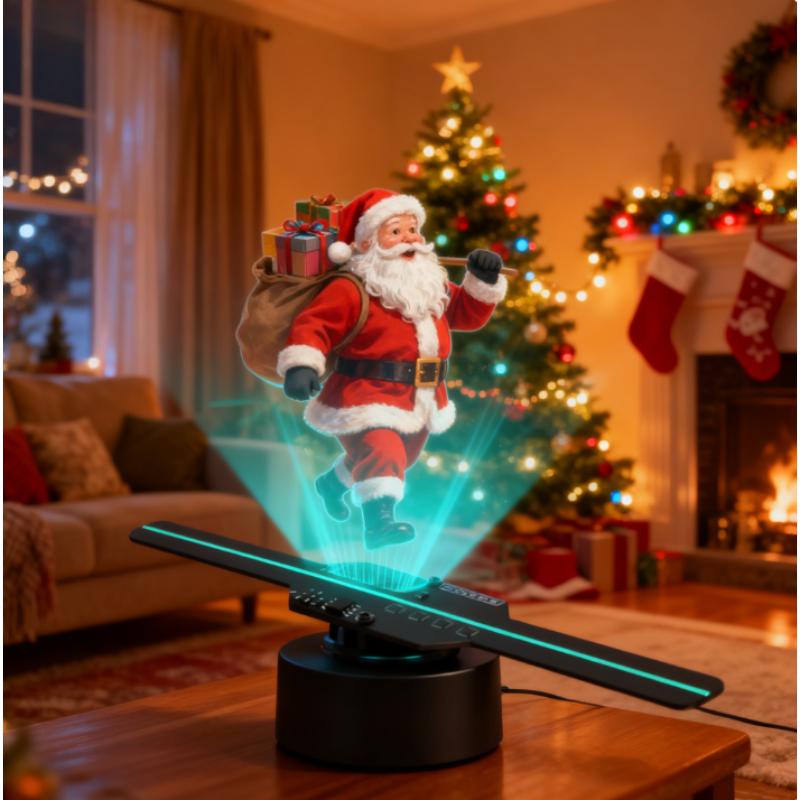 3D Holographic Projection Fan 14cm Portable Advertising Machine Suspended Aerial Imaging Stereoscopic Fan Screen 3D Holographic