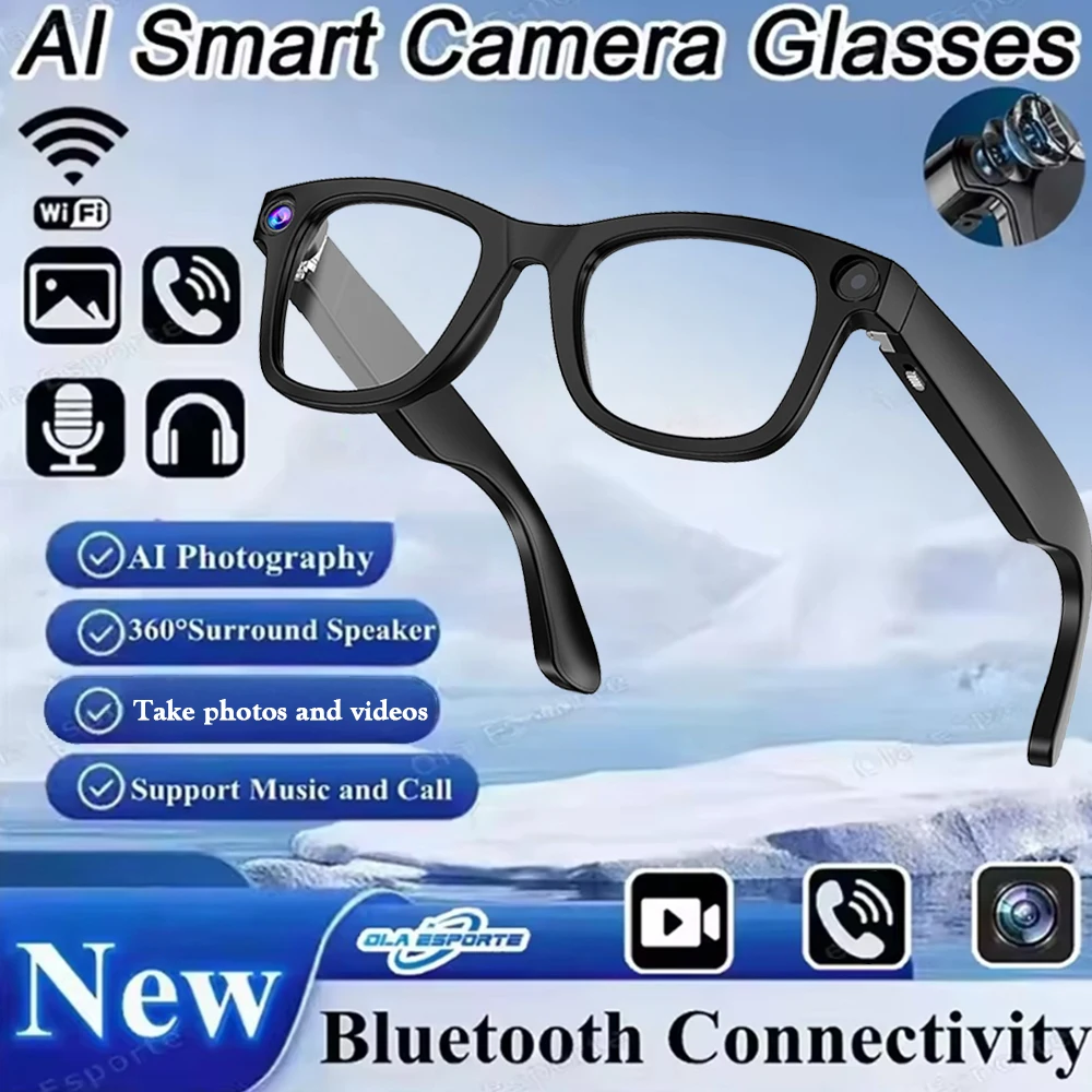 8K AI Smart Glasses Multifunctional Camera Bluetooth Call Men Sunglasses Voice Assistant Music Player Women HD Driving Glasses