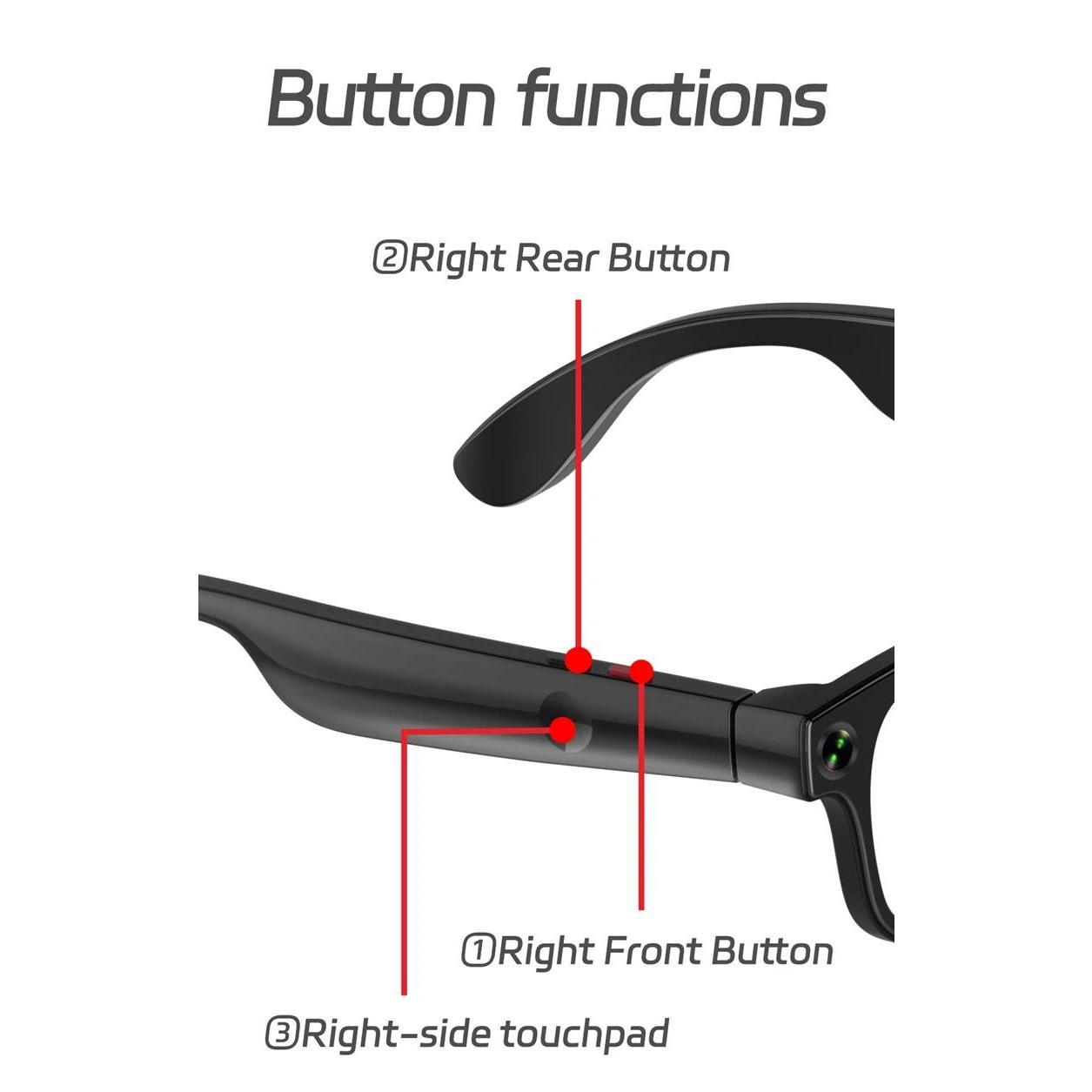 4K HD AI Smart Glasses Chat GPT Video Record Bluetooth Call 260Mah Battery Voice Control Hands-Free for Travel Meeting Class New Adjustable Titanium Wearable With 3 Lens