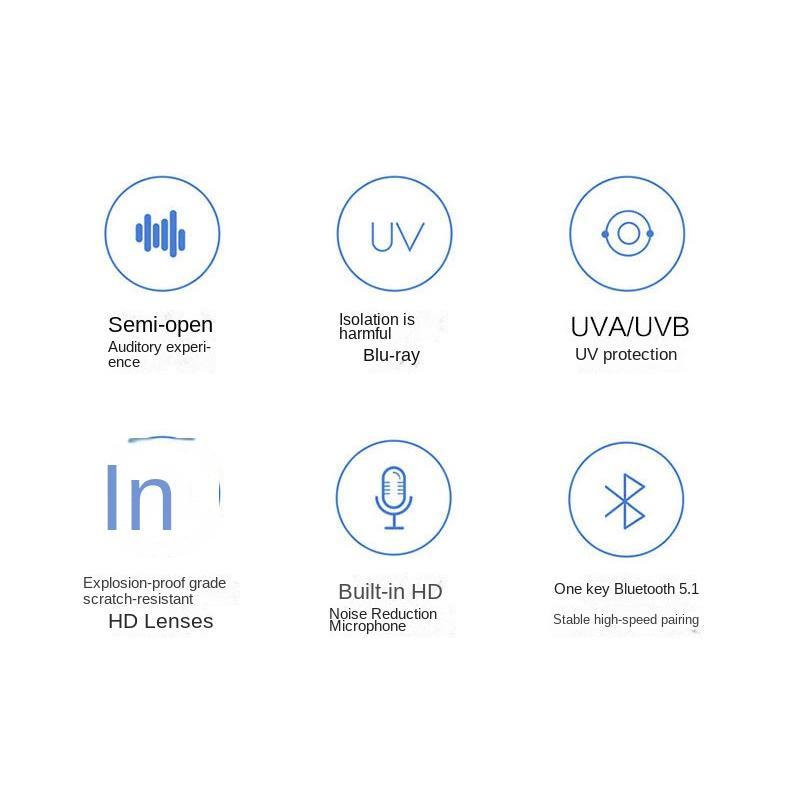 5.1 Bluetooth Smart Glasses Sunglasses UV High-frequency Call Music Bluetooth Audio Glasses Ultra Long Standby Time Wearable Black - Image 4