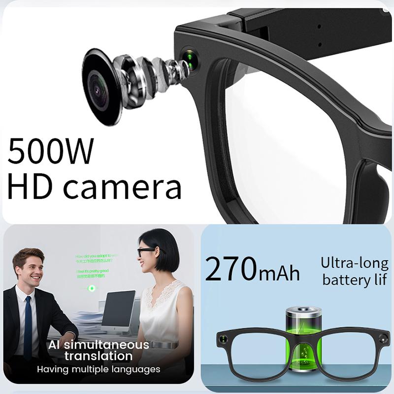 500W AI Smart Camera Sunglasses 3 in 1 Lens Translate Smart Glasses Voice Call Video Recording Anti-blue Light Bluetooth Glasses Wireless Button Device Local Magnetic Wearable - Image 3