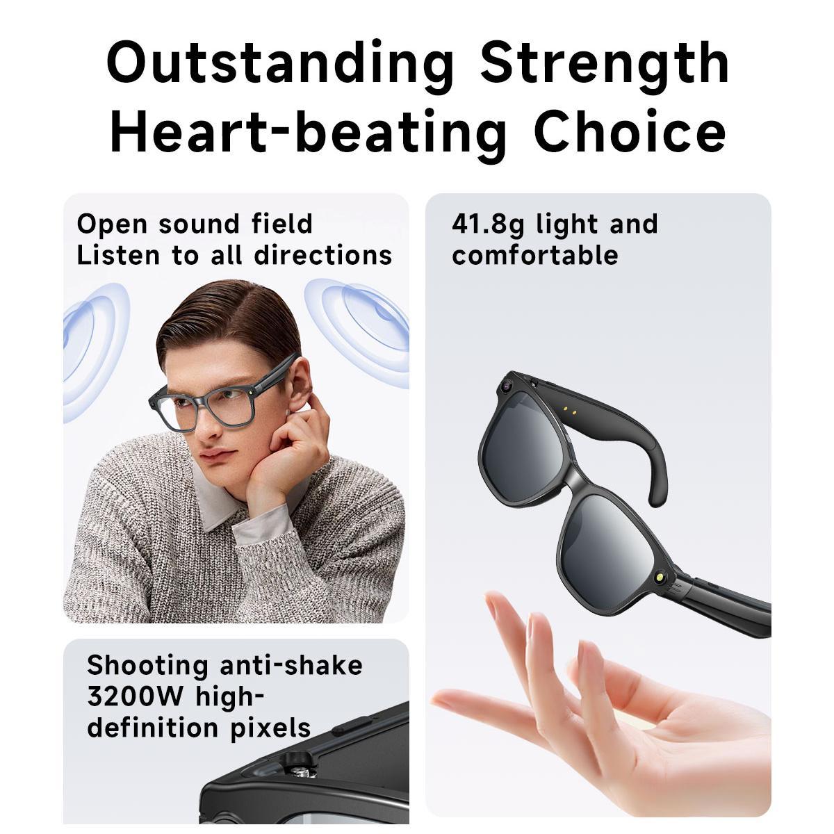 Smart Glasses Take Photo Video Record Real-time Translation Bluetooth Call Glasses Voice Assistant Music Playback Sunglasses Android Magnetic Wearable Transparent - Image 2