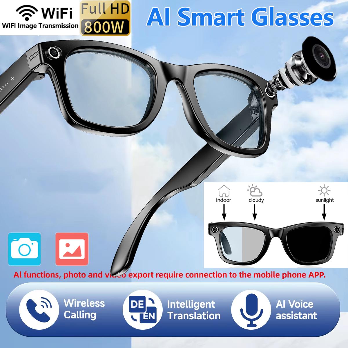 2025 New Upgrade Smart Glasses With Camera Video Recording AI Photo Recognition Bluetooth Call Translation Voice Sunglasses Men Portable Dustproof Memory Phone Wearable Change Color Lens - Image 2