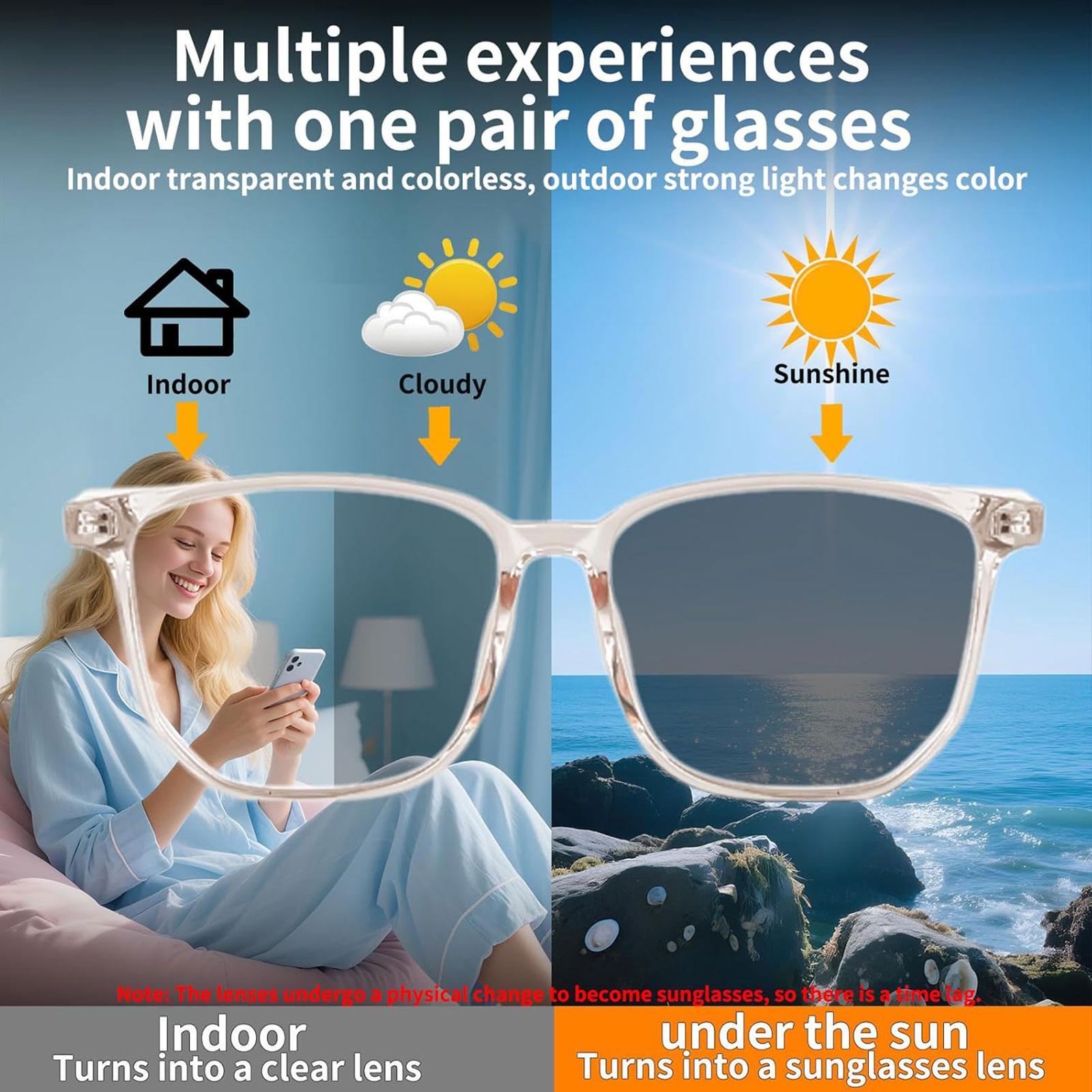 Smart AI translation audio glasses, real-time app translation in over 160 languages, light-sensitive color-changing lenses Wearable White - Image 2