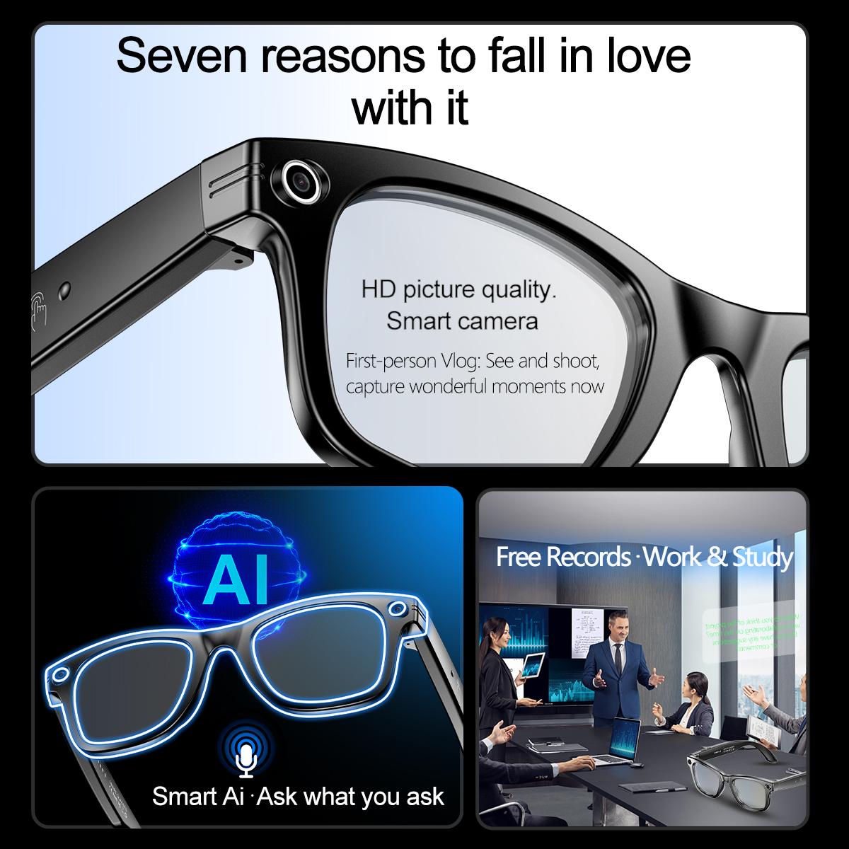 2025 New AI Interaction Smart Glasses With Camera Photo Video Record Translation Music Smart Sunglasses Bluetooth Call Headphone Wearable - Image 2