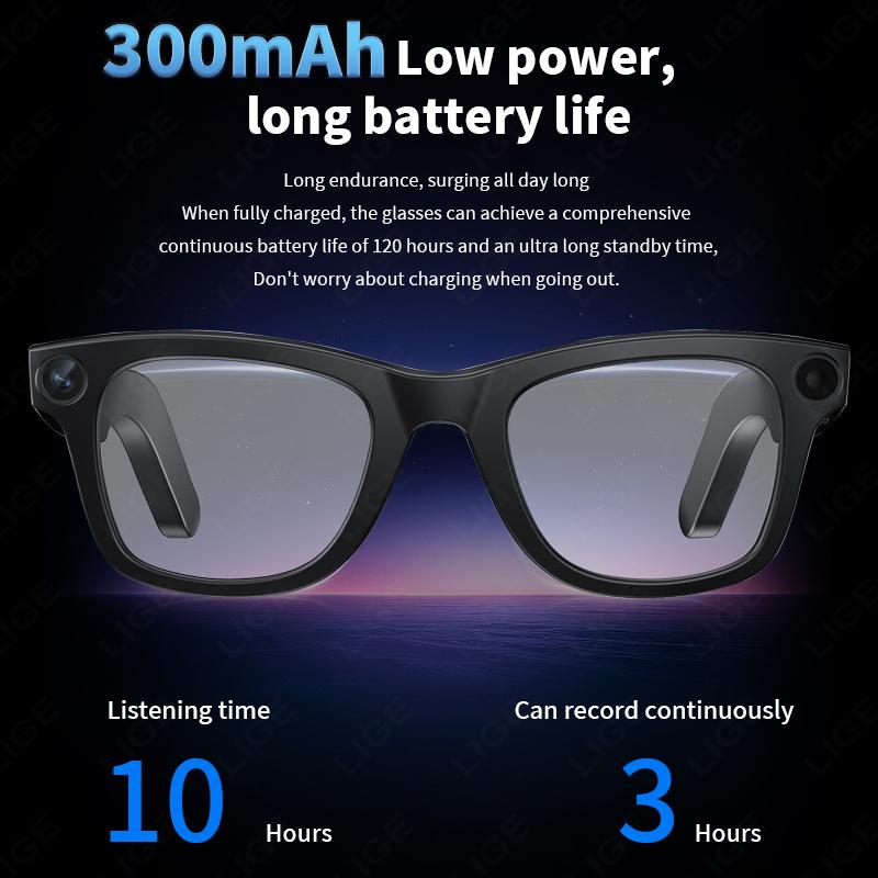 1080P HD AI Smart Bluetooth Glasses Anti-shake Camera Glasses Video Recording Dual Mic ENC Noise Reduction Smart Sunglasses Man - Image 3