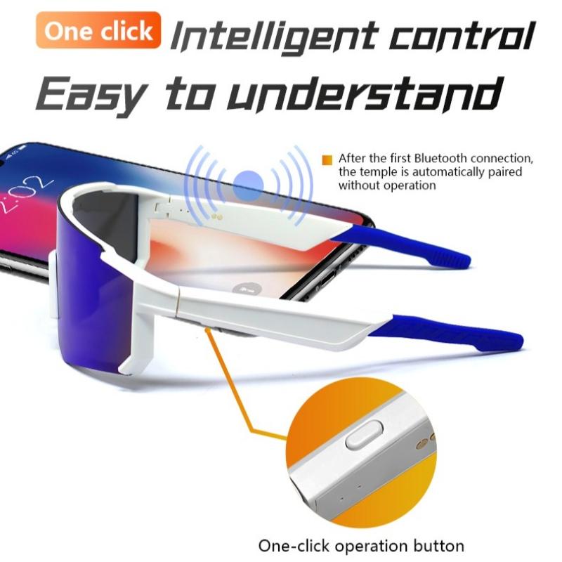 QY-Pro1 Bluetooth Smart Glasses AI Intelligent Translation Sunglasses Voice Remote Control Music Eyewear Waterproof Eyeglasses Automatic Button Magnetic Wearable Black-Yellow Orange