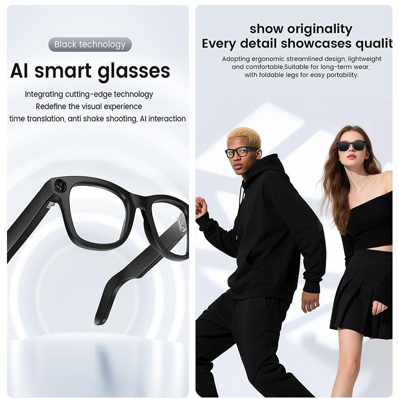 AI Smart Glasses Men Women 800W HD Camera Video Translation Music Touch Outdoor Sports 32GB Ultra Large Battery Smart Glasses Wearable Transparent Lenses - Image 2