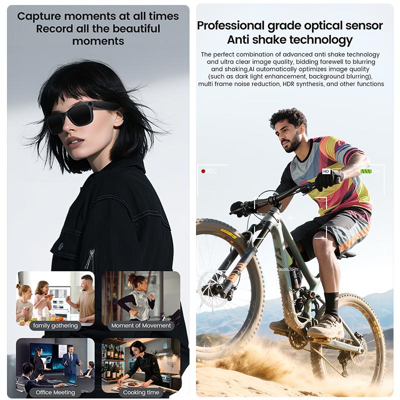 AI Smart Glasses Men Women 800W HD Camera Video Translation Music Touch Outdoor Sports 32GB Ultra Large Battery Smart Glasses Wearable Transparent Lenses - Image 5