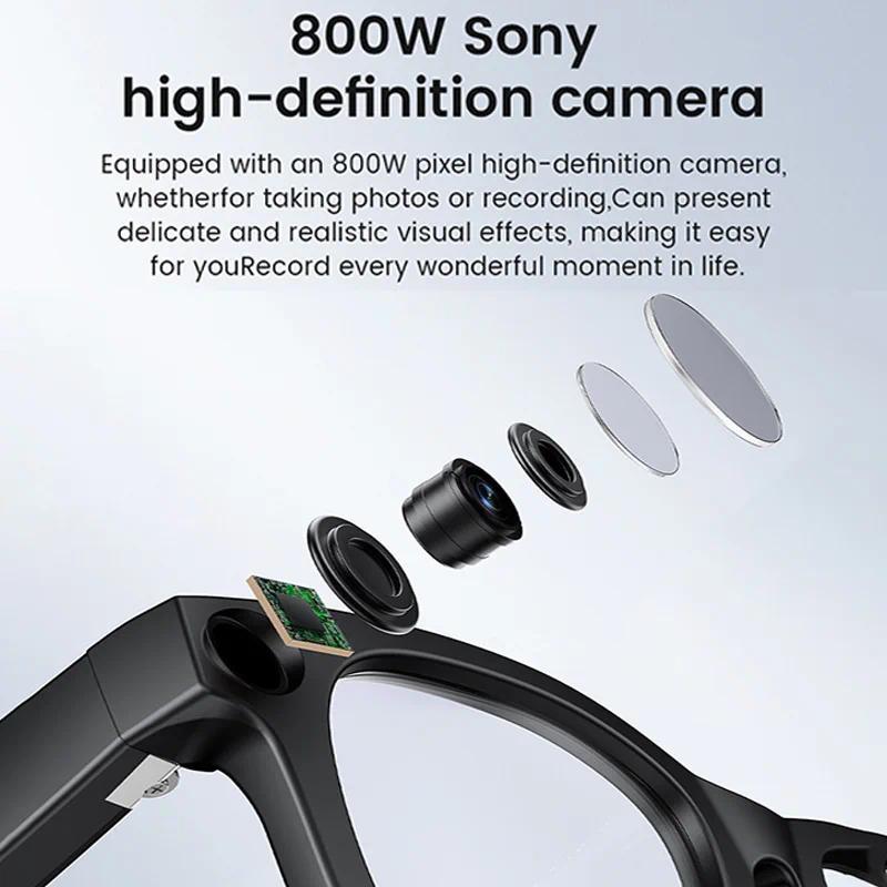 New AI 800W HD Camera Smart Glasses Anti Shake 1080P HD Video Recording Touch Translation Wireless Call Al Voice Smart Glasses Wearable Transparent Lenses