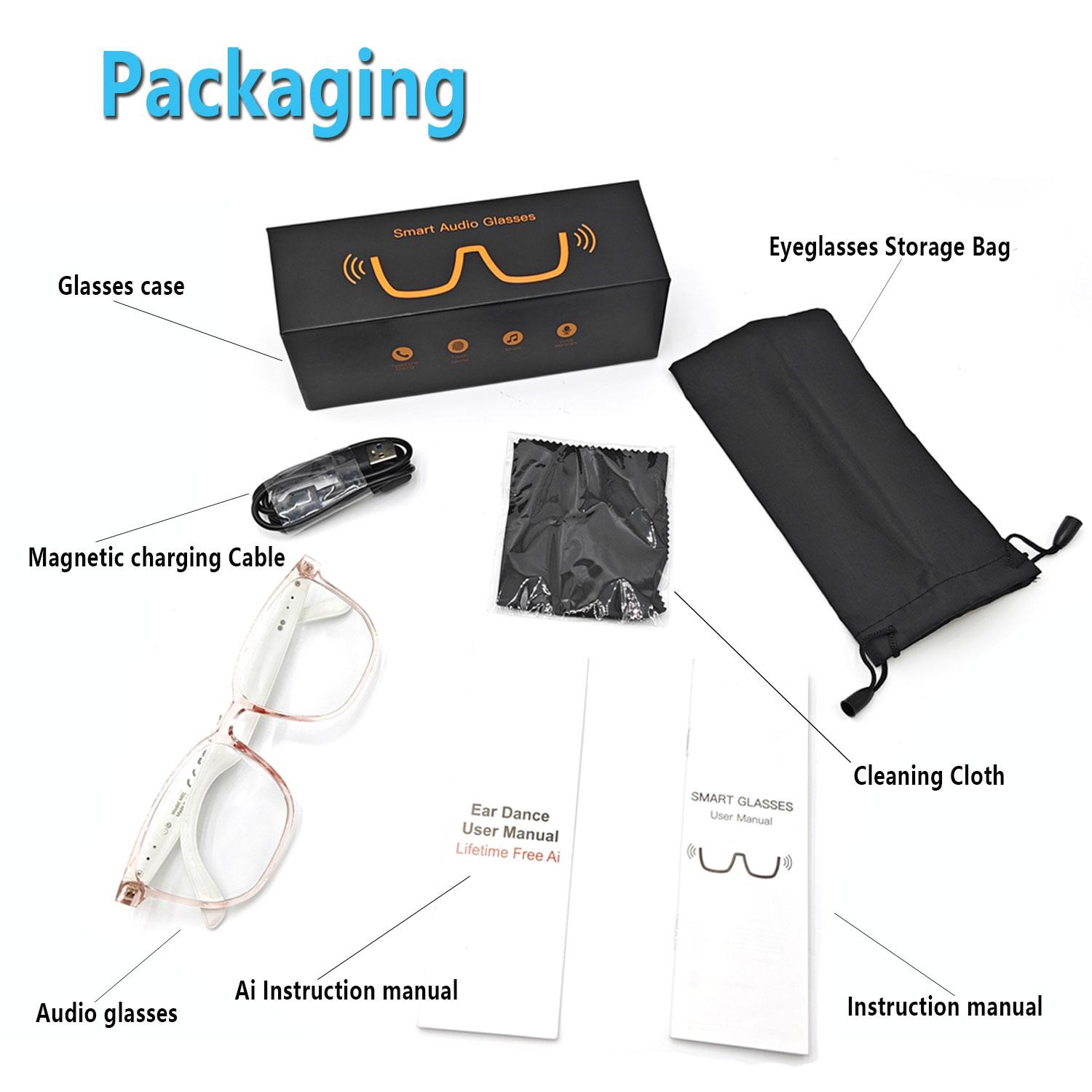 Smart AI translation audio glasses, real-time app translation in over 160 languages, light-sensitive color-changing lenses Wearable White - Image 2