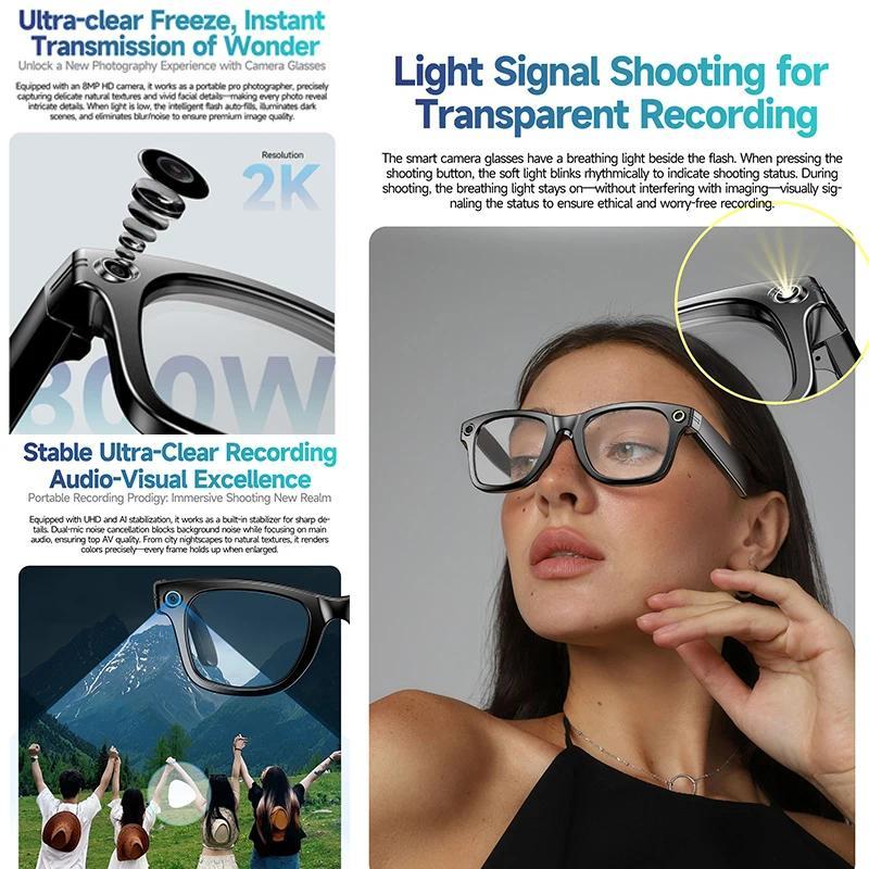 Smart AI Translation Smart Glasses Take Photos Recognizing Objects 4K Camera Bluetooth Music Call Intelligent Recording Glasses - Image 4
