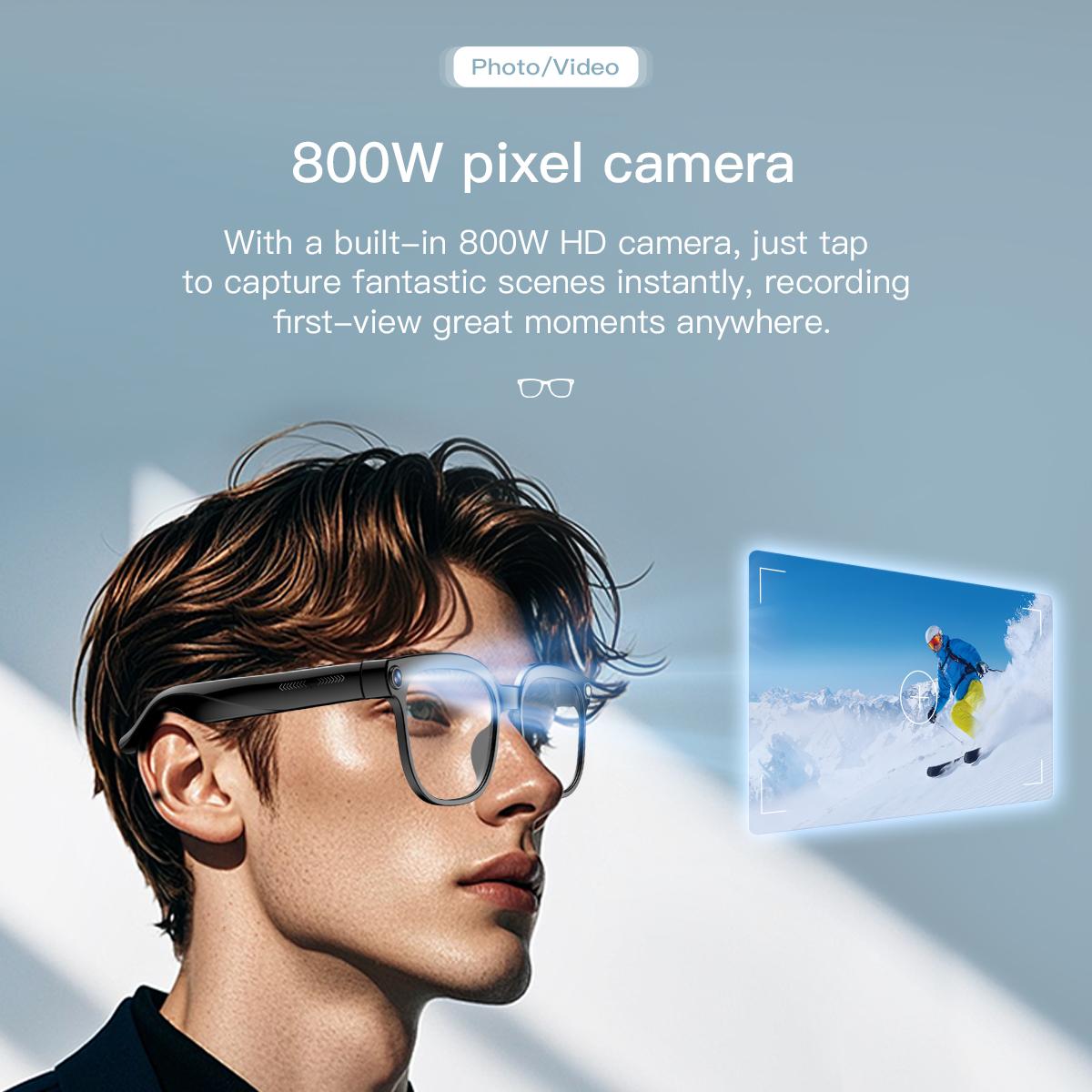 NEW Smart Glasses 800W HD Camera AI Voice Assistant Translation Real-time DVR Camcorder Conference Record Headphones for Xiaomi