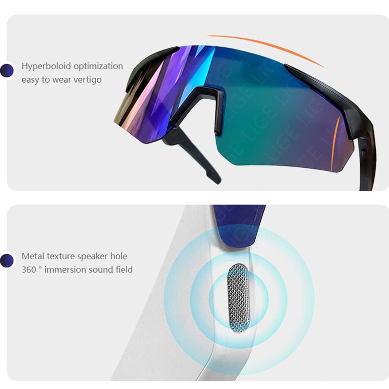 Smart Bluetooth Glasses, Polarized Sports Sunglasses, With Headphone Function, UV Protection, For Women and Men, Cycling Sunglasses, Compatible with Android and iOS