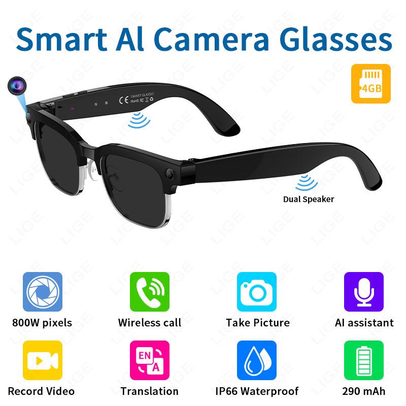 AI Photography Video Smart Glasses Intelligent Interactive Translation Smart Sunglasses with 800W Camera for Google Glasses Men