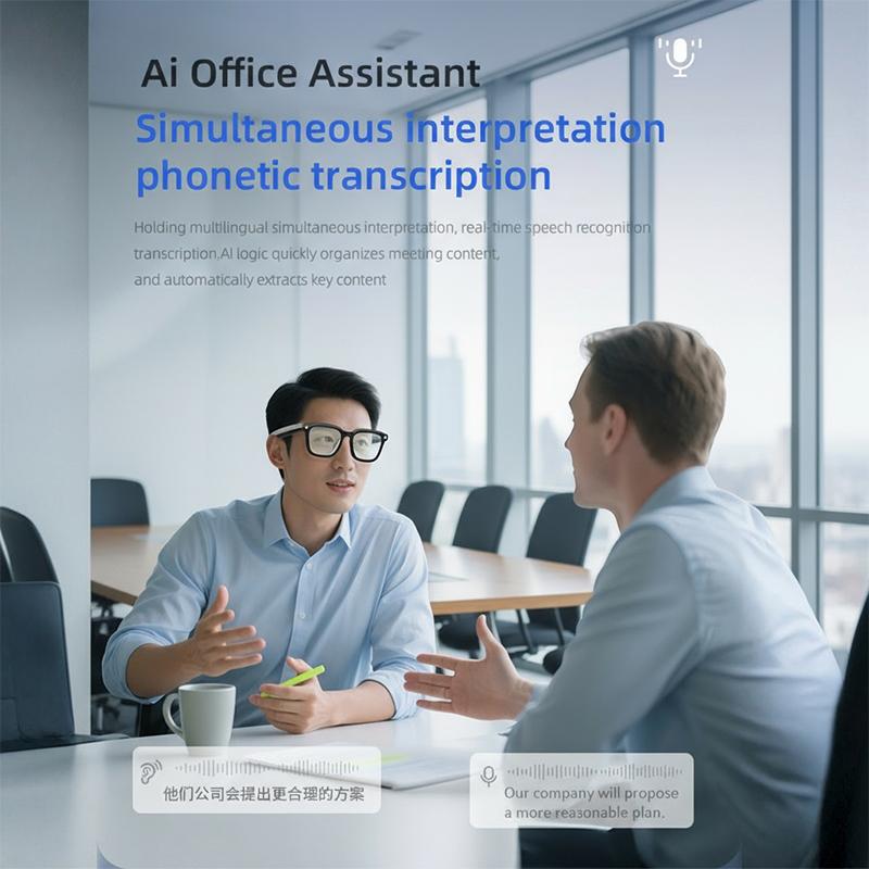 AI Glasses with Camera, Bluetooth, Noise Cancellation, 800W HD Camera, Smart Touch, Music Call, Suitable for Meetings, Translation, Multifunctional