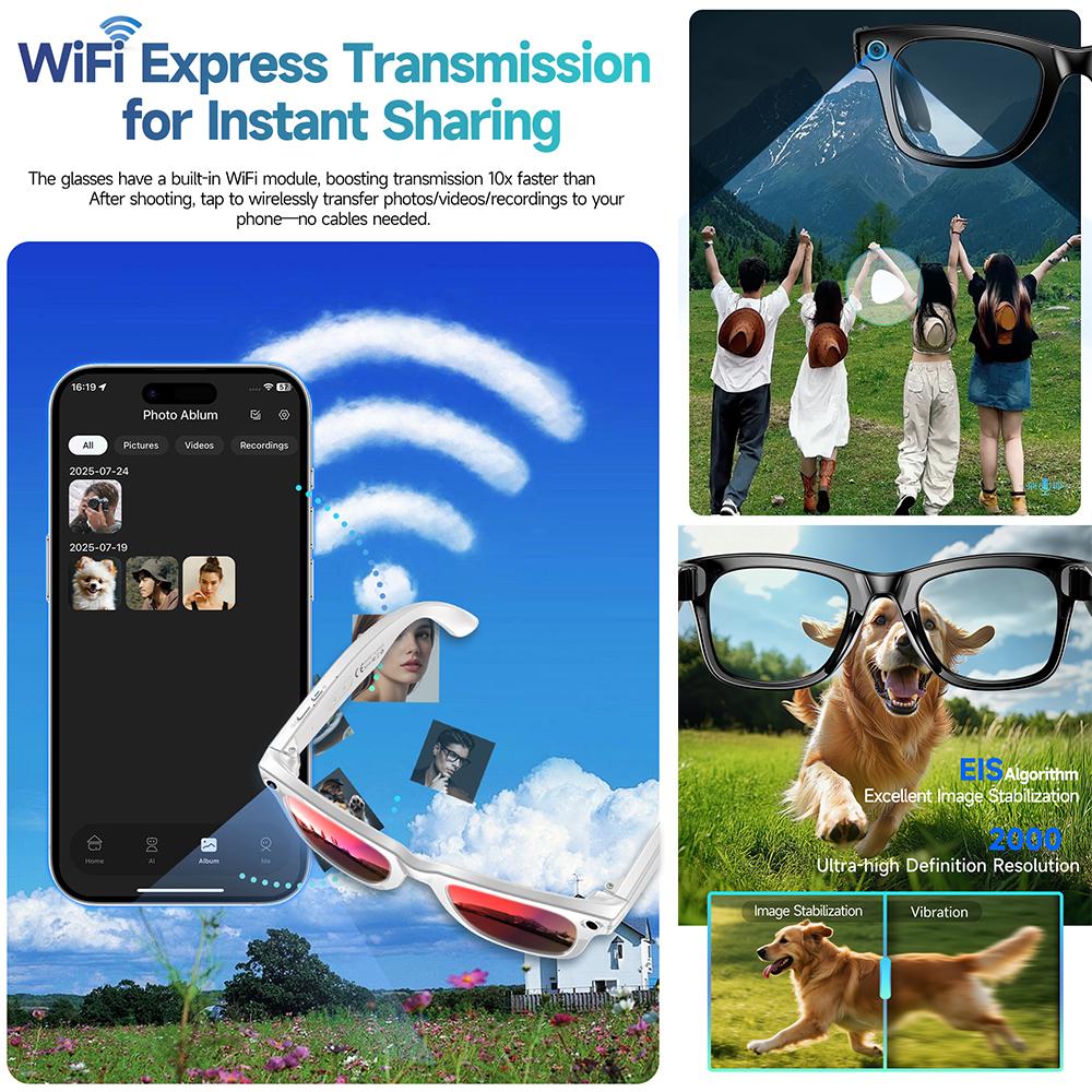 2026 New AI Camera Smart Glasses 800W Men Color-Changing Translation Glasses Waterproof Photo Video Recording Smart Sunglasses