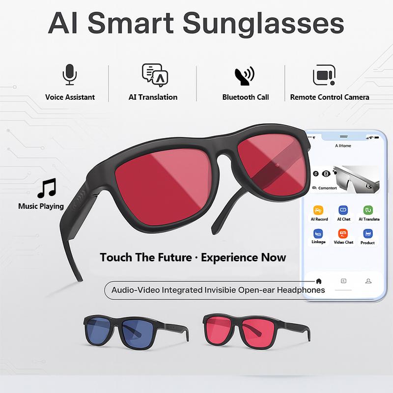 Smart AI Translation Multifunction Change Color Glasses Men Women Wireless Bluetooth Play Music Control Sunglasses Shades UV400