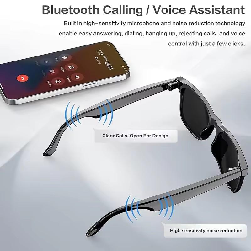 Smart glasses, new arrival for men and women, featuring an 8MP camera with WiFi and Bluetooth connectivity, touch control system, IP65 water resistance, AI translation, noise cancellation, and AI-powered functionality.