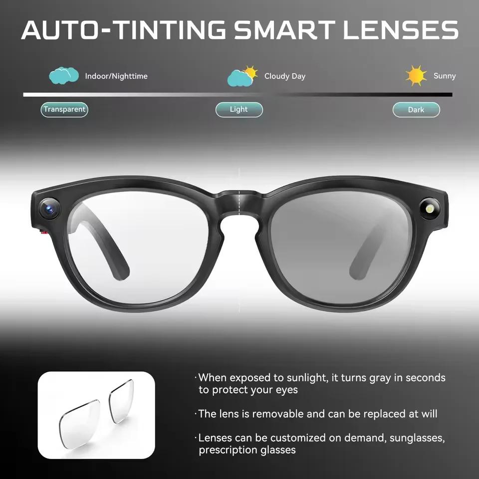 Smart glasses with AI 8K HD technology, designed for men, featuring GPT chat, an 800MP camera, Bluetooth calling, AI translation, voice assistant control, sunglasses style, also suitable for women, model year 2026