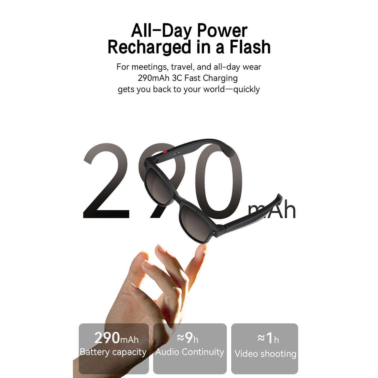 AI Smart Glasses, 6K Resolution, Camera, Bluetooth Calling, Voice Assistant, Music Player, Translation, Photochromic Glasses, Compatible with Xiaomi