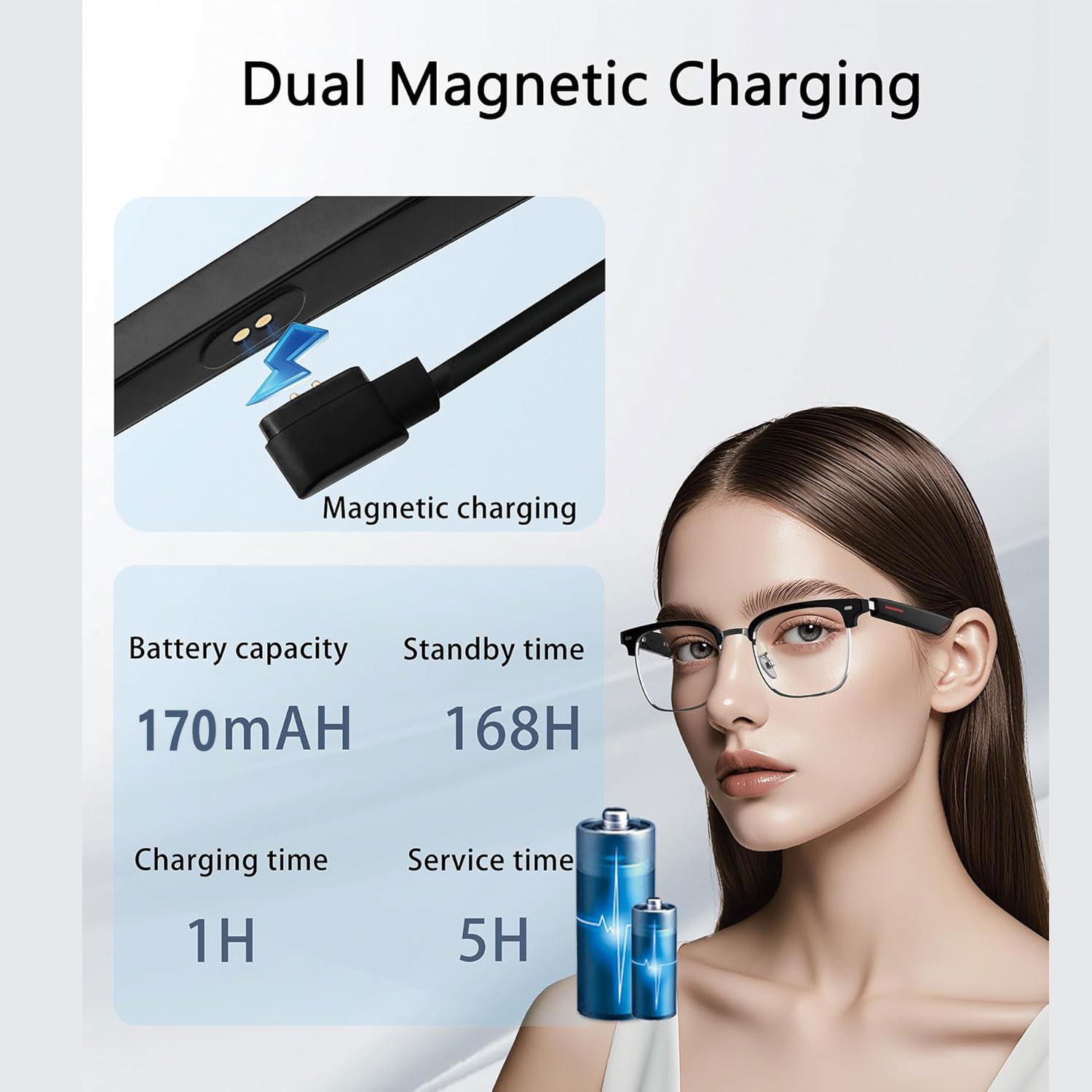 Smart AI translation glasses equipped with anti-blue light lenses, supporting real-time application translation in 164 languages