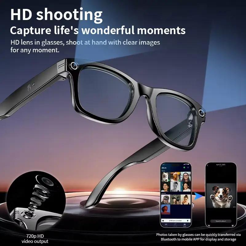 Smart Glasses, Bluetooth, Camera, Video Recording, AI Photo Recognition, Answer, Translation in 100+ Languages, Music Player, Suitable for Men and Women, Release Date: 2025