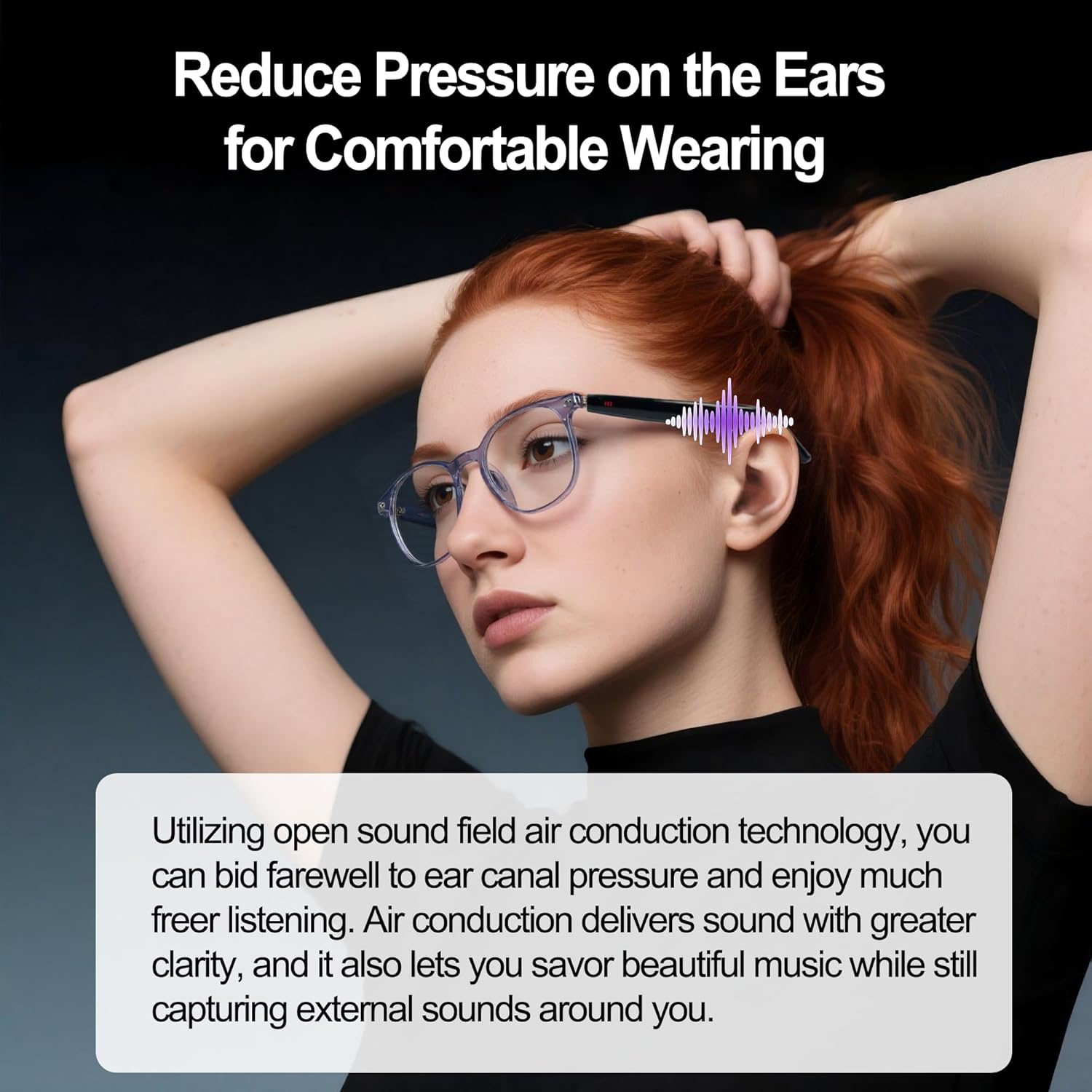 Discover the Revolutionary Features of Smart glasses, app translation, color-changing lenses, high-definition voice calls, Hi-Fi music quality, open-ear audio glasses.