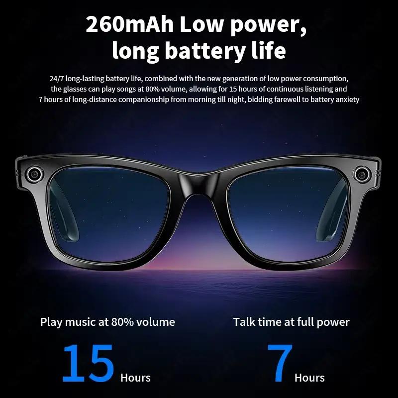 Smart glasses with Bluetooth voice interaction, camera, video recording, AI learning, image recognition, support for over 100 languages, translation, music playback, suitable for both men and women, year 2025